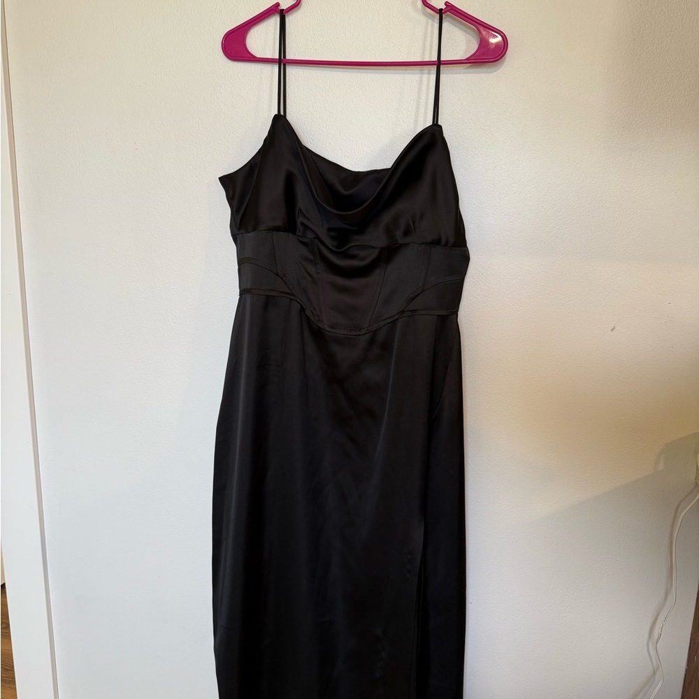 Zara Black Satin Midi Dress